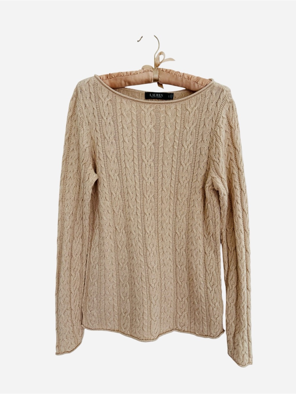 Ralph Lauren Women's Cream Cable-Knit Crewneck Sweater